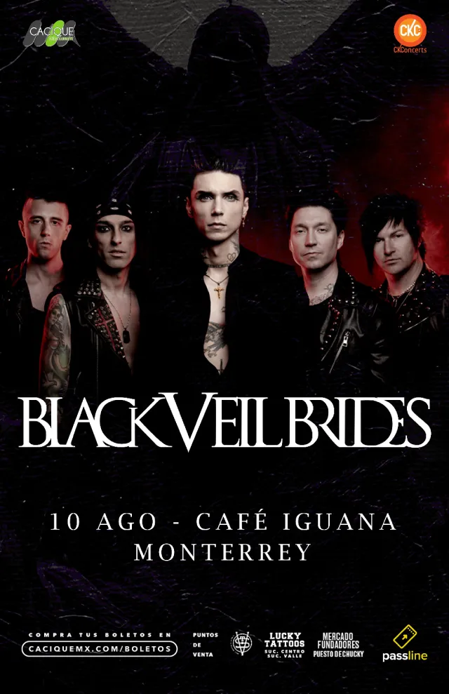 Black Veil Brides en Monterrey, Café Iguana, 10 agosto 2023