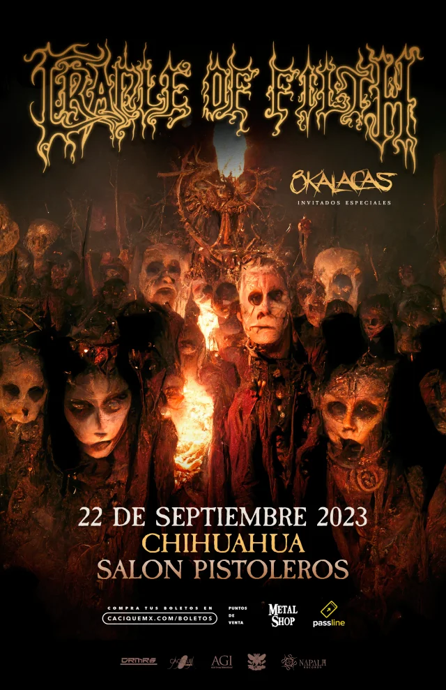 Cradle Of Filth en Chihuahua, Salón Pistoleros, 22 septiembre 2023