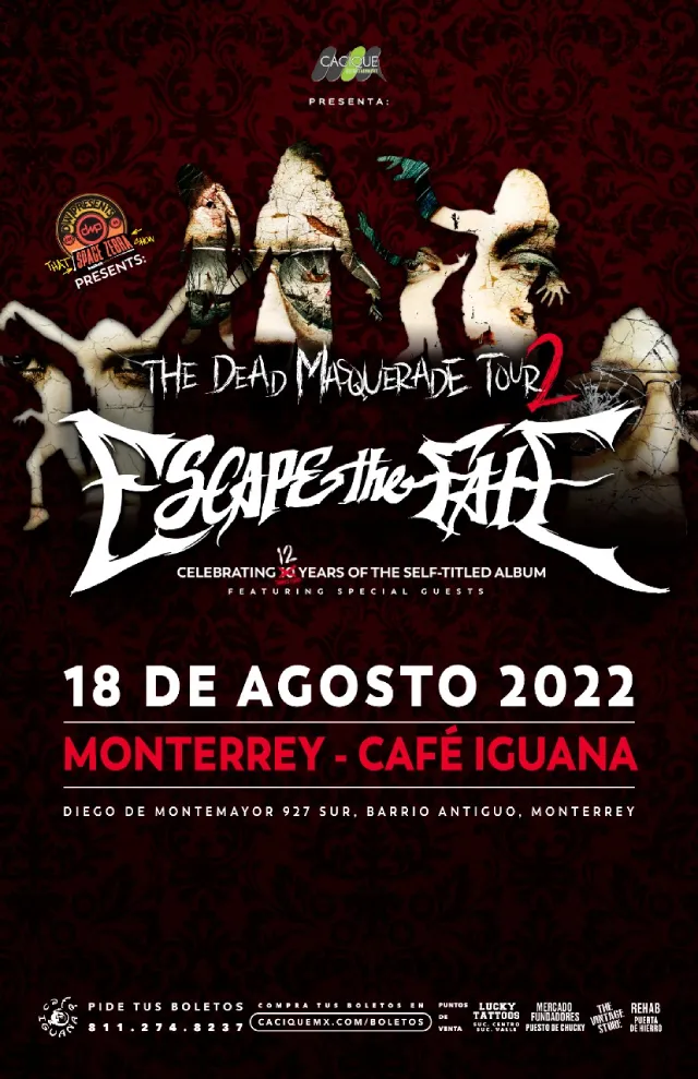 Escape the Fate en Monterrey, Café Iguana, 18 de agosto de 2022